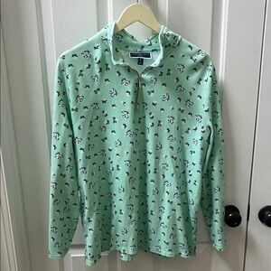 Karen Scott Mint Green Floral 1/4 Zip Pullover